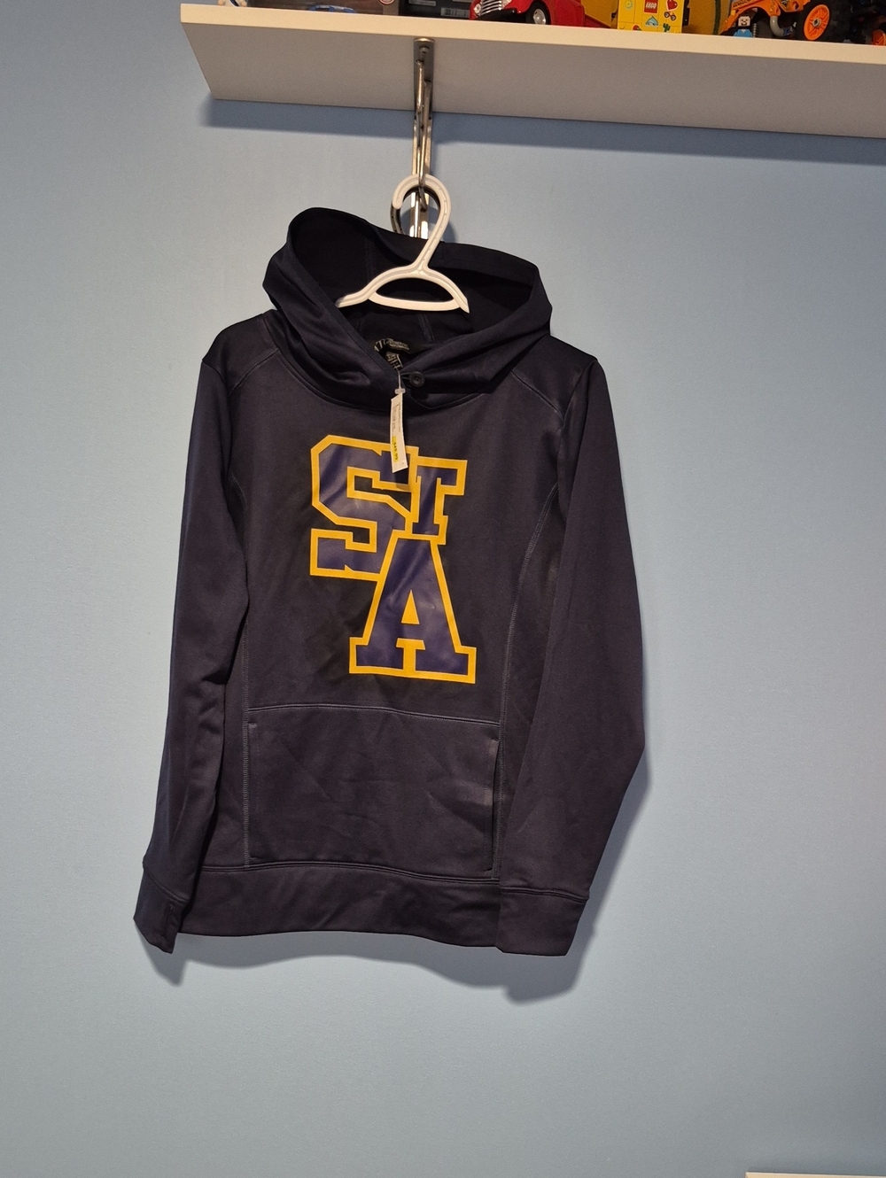 Men's Navy Hoodie with Gold Lettering - STA Design